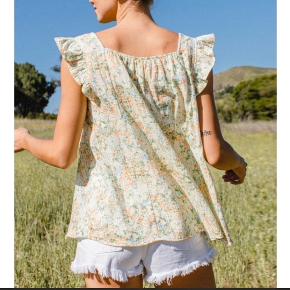 The ROWAN Floral Ruffled Babydoll Tank - Picture 3 of 3
